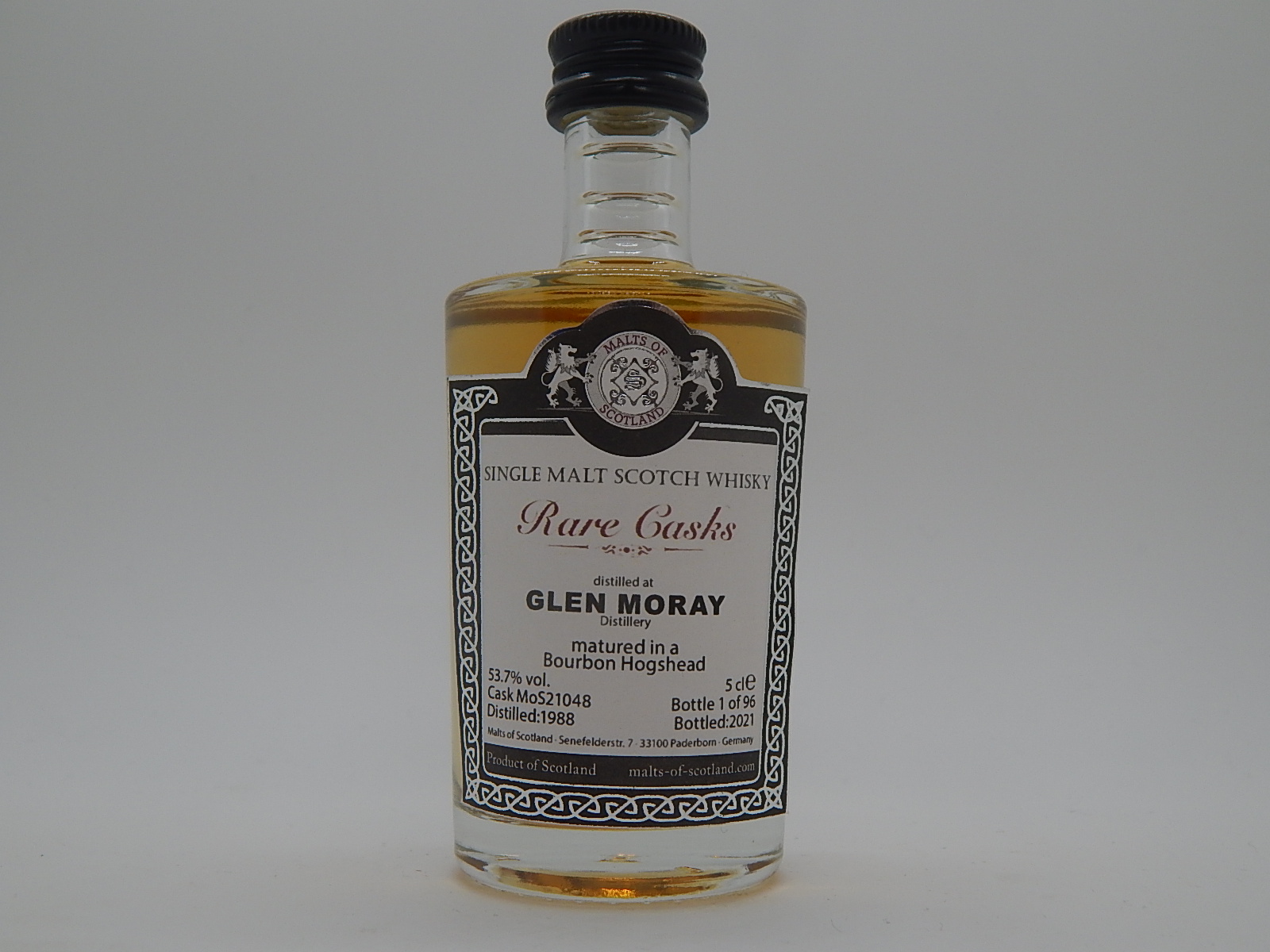 Rare Cask SMSW Bourbon Hogshead 33yo 1988-2021 "Malts of Scotland" 5cle 53,7%vol. 1/96